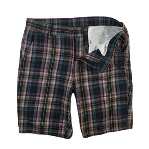 SH503 Mens ZOO YORK Skater Brand Plaid Flat Front Chino Shorts 34